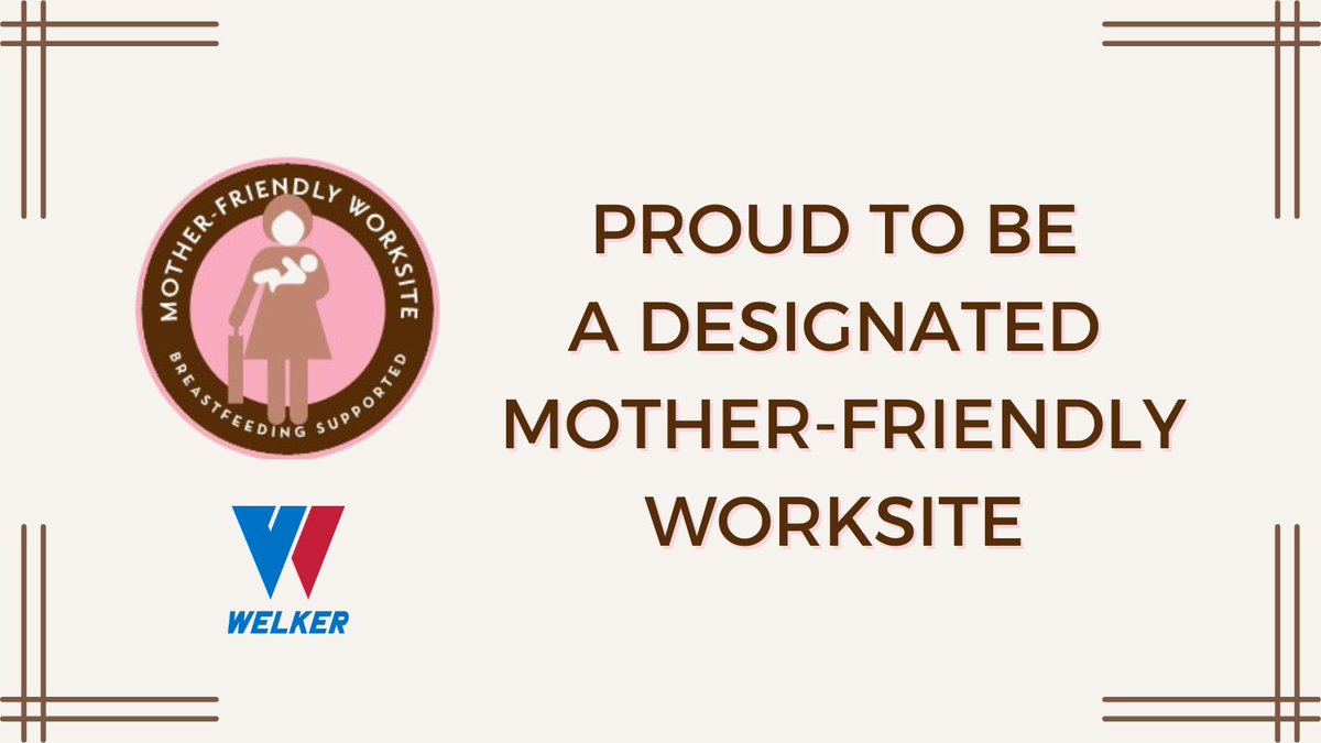WelkerInc's tweet photo. We’ve been named a Texas Mother-Friendly Worksite and are pleased to support all breastfeeding parents and their families!
To learn more, please visit https://t.co/JjbBCduEhj
·
·
·
#MotherFriendly #WorksiteWellness #BreastfeedingAtWork #BreastfeedingRights #WorkingMoms #Welker https://t.co/8qxzzGMrUy