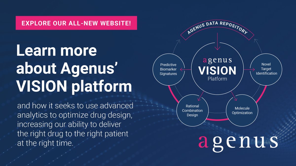 This week we're showcasing the newly redesigned Agenus website. Explore our Capabilities section to learn about our VISION platform and how it seeks to use advanced analytics to optimize drug design. agenusbio.com/capabilities/v…