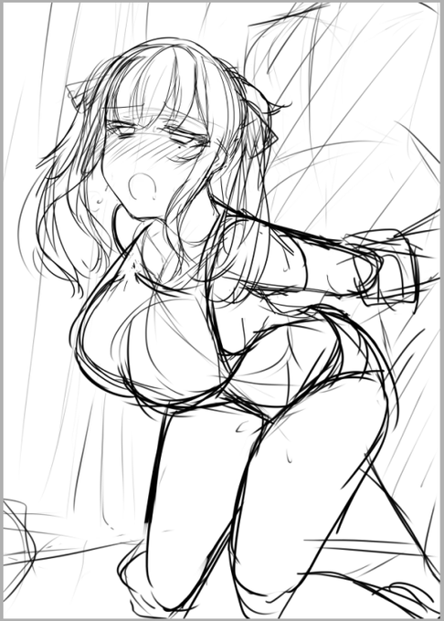 なんかこういう膝立ちでみたいな競泳花梨パイセンックス描きたいざくざく 