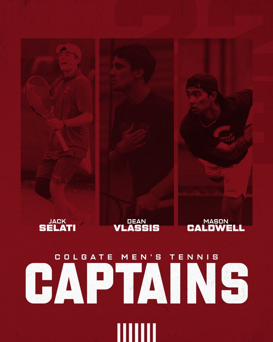 ColgateMWTennis's tweet photo. Leading the charge. Proud to announce that Selati, Caldwell, and Vlassis have been named Men’s Captains, and Levenson, Atallah, and Untermeyer have been named Women’s Captains! | #gogate https://t.co/lGWqudfQOi