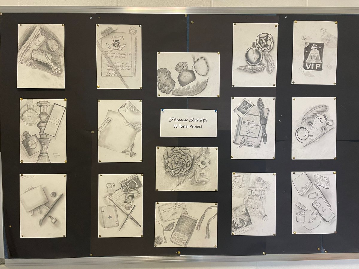 Calderside_Arts's tweet photo. Mrs Lund's S3 tonal still life study of personal objects. Great work all. #tonaldrawing #stilllife #secondaryart #schoolart #drawing #art https://t.co/ANifZJx99C