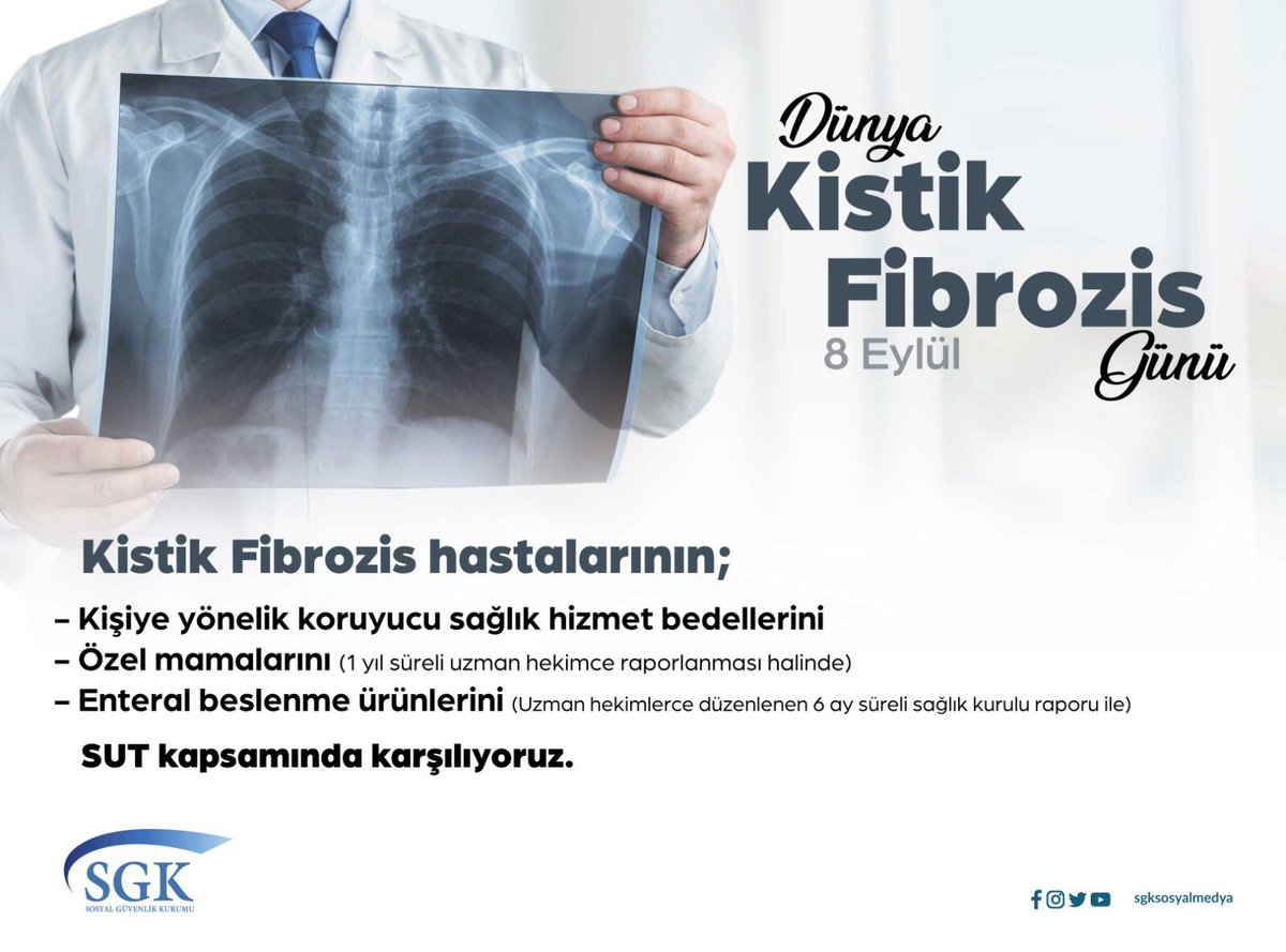 Kistik fibrozis gen mutasyonundan kaynaklanan kalıtsal bir hastalıktır. 

8 Eylül #DünyaKistikFibrozisGünü