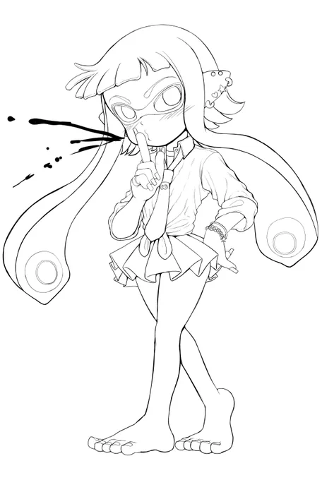 配信で描いたイカちゃん いまのところ線画まで 