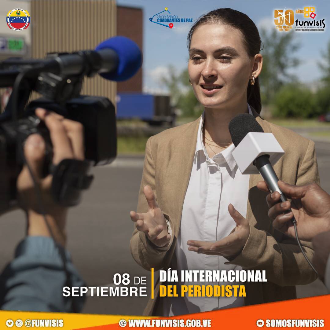 FUNVISIS's tweet photo. #8Sep | Desde @Funvisis felicitamos a todos los #Periodistas que tienen la labor de informar de manera veraz y eficaz lo que sucede en el mundo, incluyendo sismos y desastres naturales.

#DíaInternacionalDelPeriodista #Funvisis #VenezuelaPuebloPróspero https://t.co/NTbQMueuch