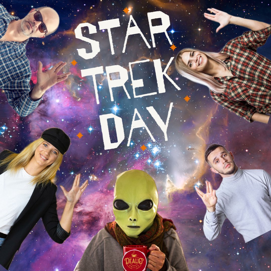 DealioCoffee's tweet photo. Today is Star Trek Day! We hope all you Trekkies out there enjoy it and  “Go boldly, where no man has gone before.” with a fresh cup of Dealio Coffee. https://t.co/BPstdBx3Zy