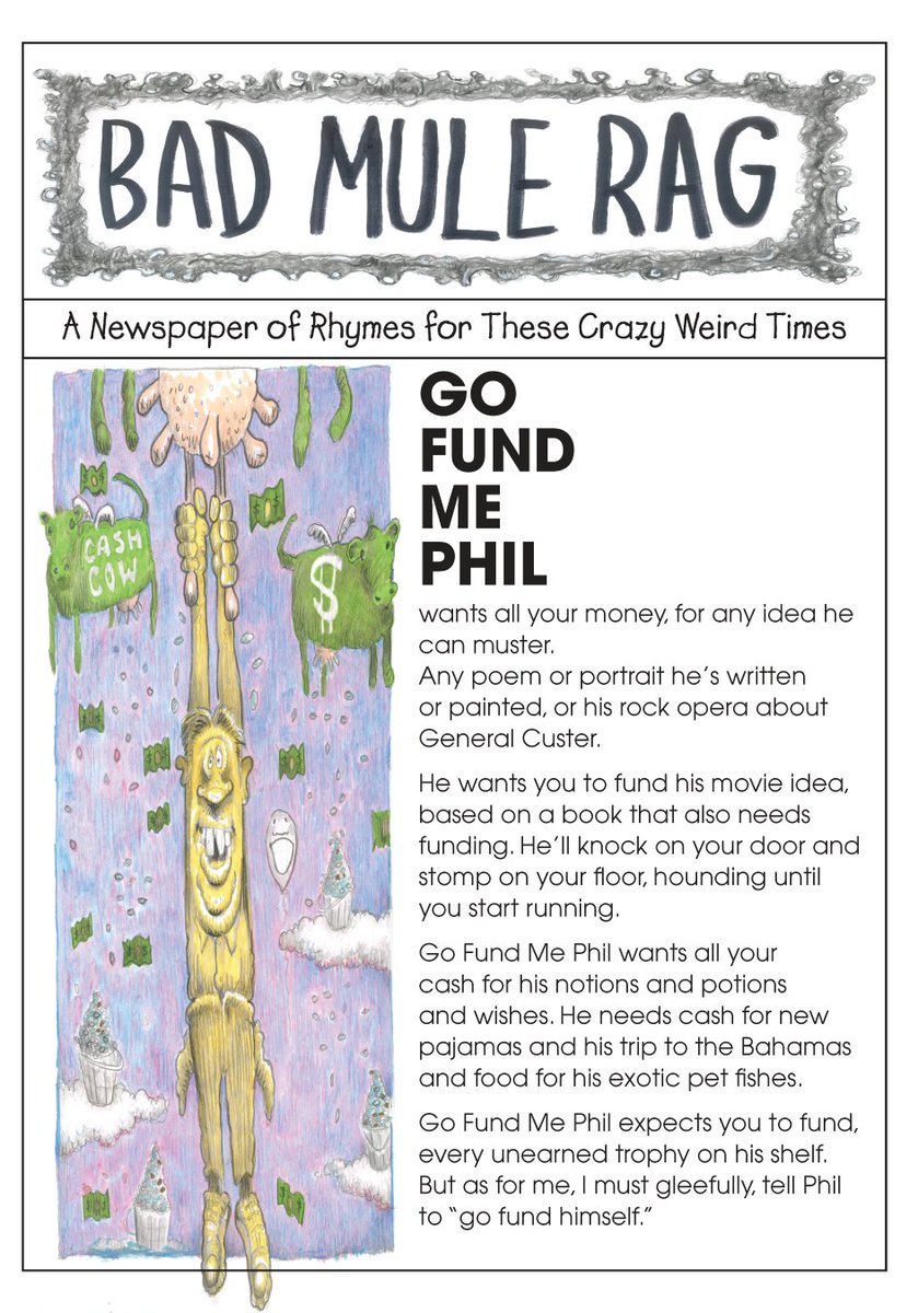 badmuleinc's tweet photo. #badmuleinc #badmulerag #poemsforkids #childrensbooks #childrensillustrations #thelonelybanjo #markroberts #funny #kidscomedy #funnystories #childrensentertainment #funnyforkids #gofundme #gofundmephil #kidslit #mikeandmolly https://t.co/pTsn3pjlcf