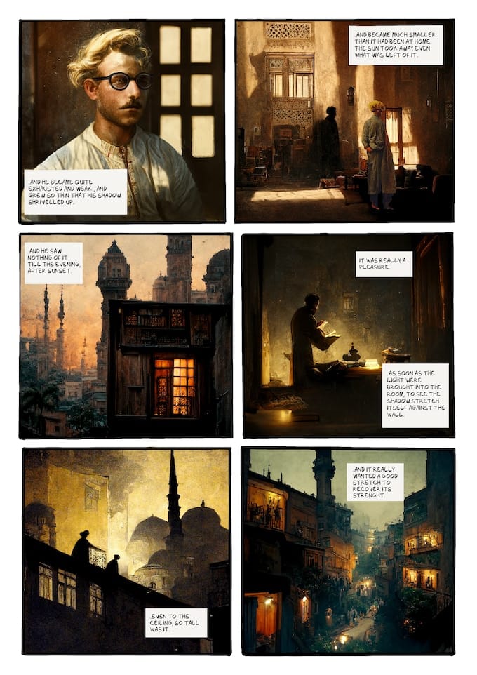 CilianiJoy's tweet photo. It's incredible the progress the technology has made. Some indie publishers started to create artworks like comics with a.i. programs. This is an example, you can find it on kickstarter, @inkdropstudio18 https://t.co/2S3fTDsrji