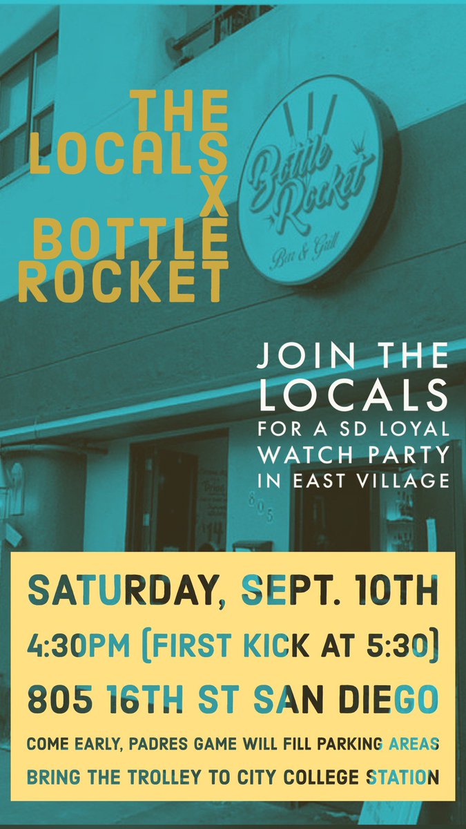 Rainbow_Loyals's tweet photo. San Diego 📌 Where you going this weekend?
#RocketBottle Watch Party #SanDiego USL #LoyalSC
That's right, #WatchParty with @Thelocals -&- more!
📺 #Live stream #USL Soccer #SACvSD 🔥
C'mon #Loyal Family ⚽️ #fútbol USA 🇺🇸 #USA
#AlwaysLoyal ⚡️ For All 0f Us ⚡️ #foreverProud https://t.co/qxjL9CtlUX