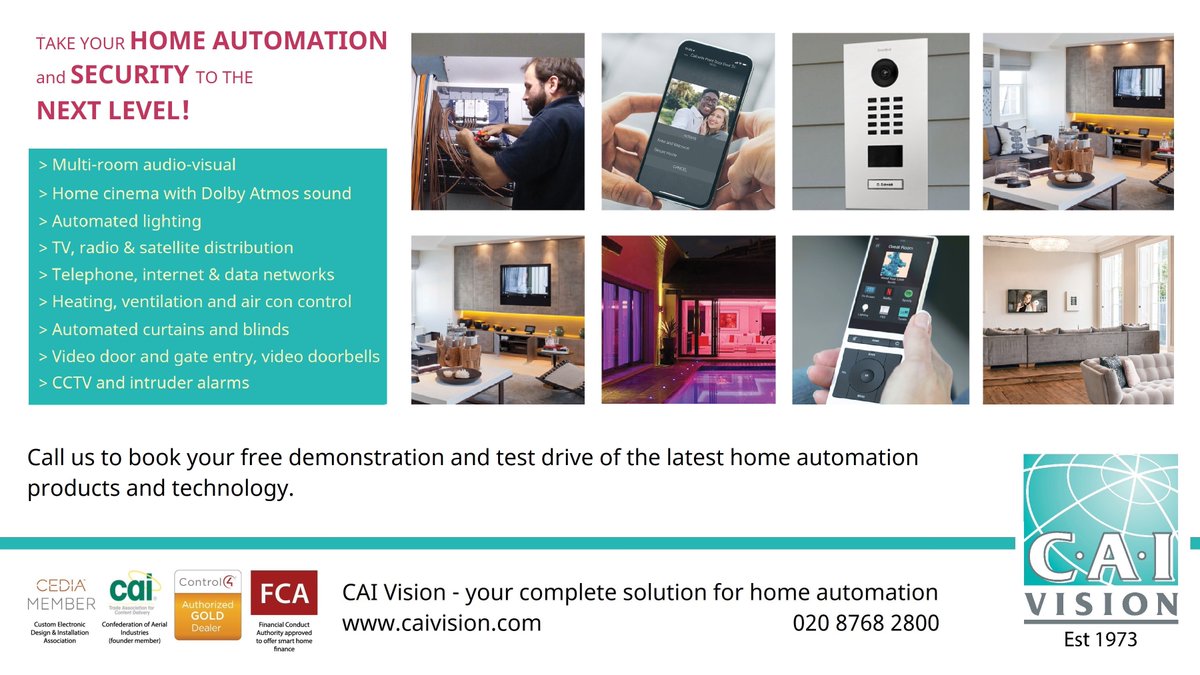 One of the most effective ways of improving your security at home is being able to see who is at your door. Contact us on 0800 328 8999 for a free demonstration of our Chime doorbells and integrated security systems. caivision.com #homesecurity #videodoorbell