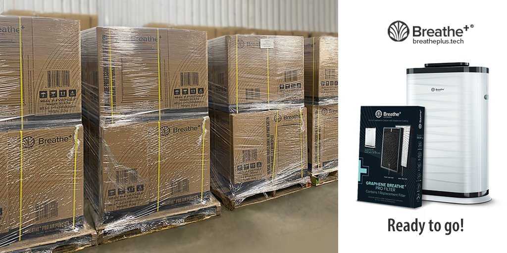 BreathePlus's tweet photo. We are excited for another batch of Breathe+ air purifiers to arrive. Orders are being fulfilled and ready to ship! Order yours now via our website - https://t.co/ibTHdwsOxb and on Amazon https://t.co/Bx127SQe8D
#Breatheplus #BreatheClean #AirPurification #G6Materials #graphene https://t.co/9ZtfezdNnx