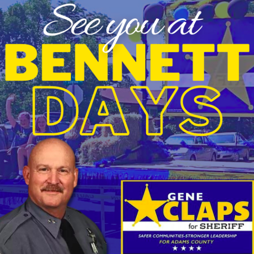 ClapsforSheriff's tweet photo. I will be at Bennett Days this Saturday from 10:00 am-3:00 pm! I look forward to chatting with you at my booth and walking the parade route. See you there!
Paid for by Gene For Sheriff, Registered Agent Gene Claps. https://t.co/rmYxUAEtMj