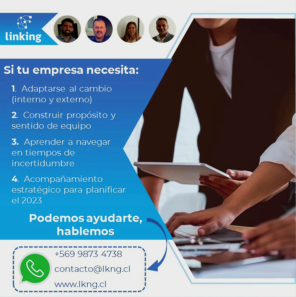 Linking_Chile's tweet image. Hoy, que todo está cambiando, te ofrecemos el músculo necesario para enfrentar y navegar la incertidumbre... Contáctanos!
 #transformacioncultural #cambiocultural #colaboración #gestióndelcambio #agilidad