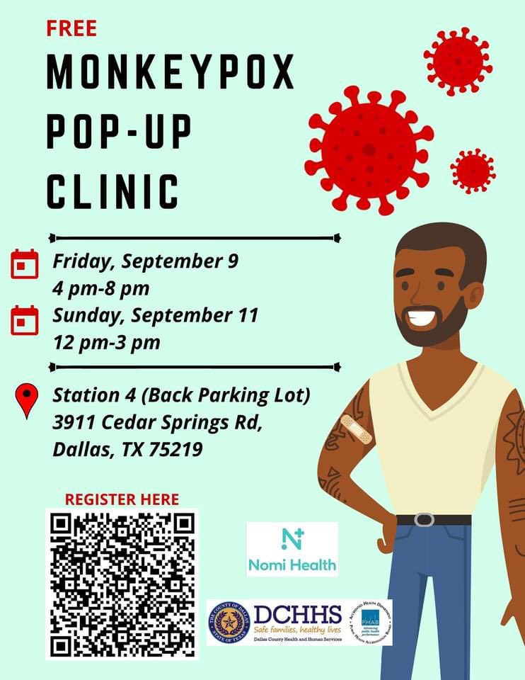 DPDLGBTQ's tweet photo. DPD LGBTQ+ Liaisons, PO Sykes and SC Brockford will be out at S4 Tomorrow from 4p-8p and Sunday 12p-3p with DCHHS administering free Monkeypox vaccinations. 
Register Here: https://t.co/ruyB4V6hJL https://t.co/81rJXtHCZW