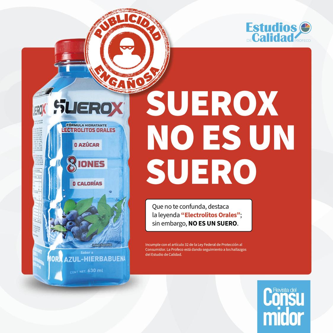 RdelConsumidor's tweet photo. ‼️ ¡SUEROX TE ENGAÑA! ‼️

Que su nombre no te confunda, este producto NO es un suero, se trata de una bebida hidratante. Checa la información detallada sobre las diferencias entre un suero oral, una bebida hidratante y una bebida para deportistas.

👉https://t.co/1rkCdOPAIo https://t.co/w9lXXgUYEC