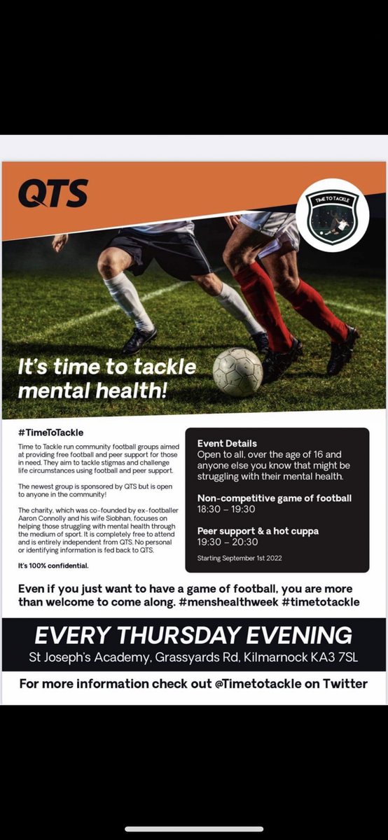 Bonnyton1912's tweet photo. Fantastic initiative being run here by @officialQTS #mentalhealth #timetotackle @EALeisure https://t.co/5nErvQxVHE