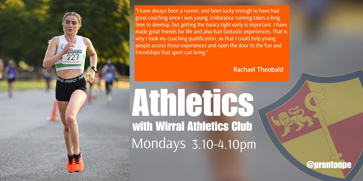 We are very lucky to have the support of #WirralAthleticsClub and Rachael has been developing her coaching skills by supporting our after-school club. Wirral AC will be back with us again this term every Monday from 3.10-4.10pm so come and join the fun #TeamPrenton! <a href="/PrentonPe/">PrentonPE</a>