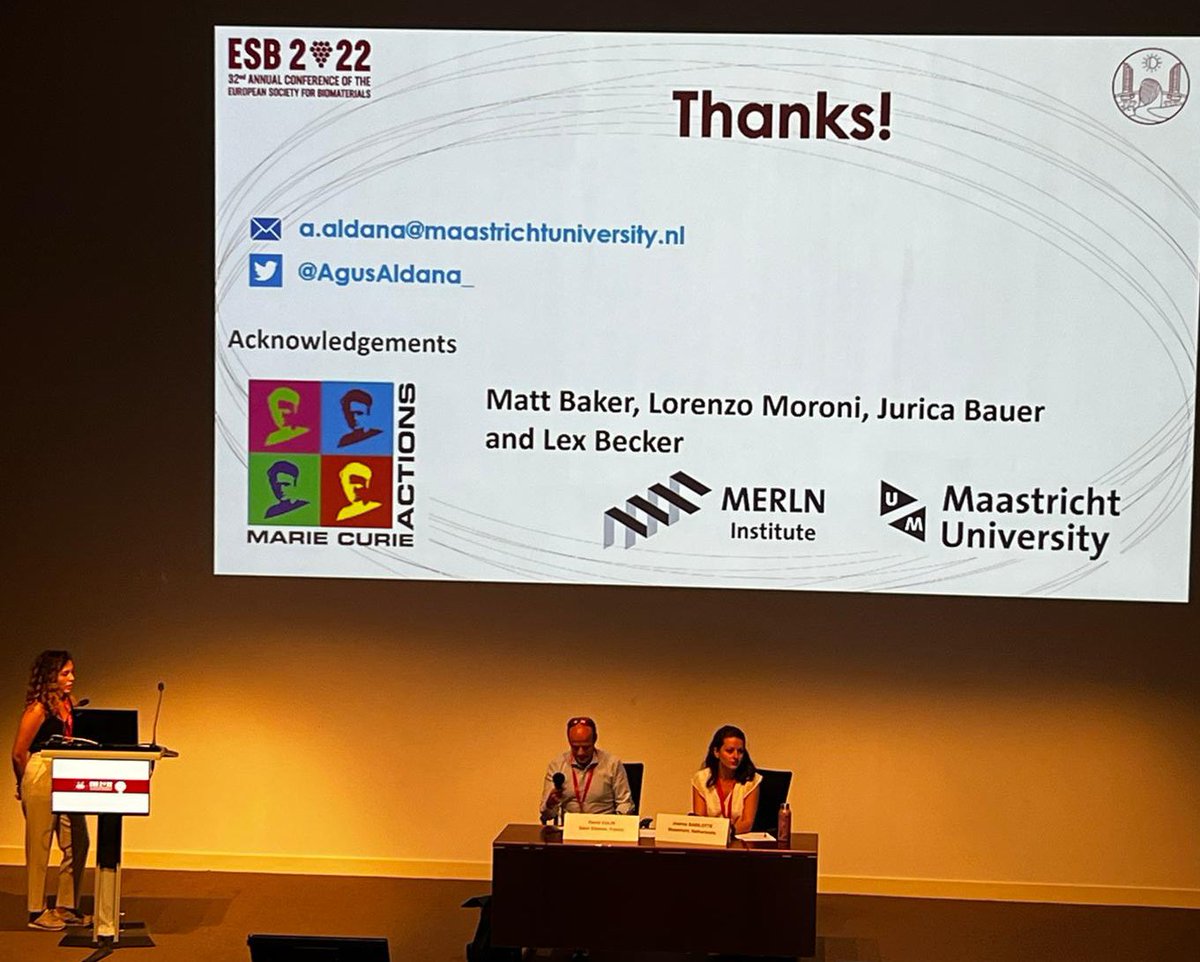 AgusAldana_'s tweet photo. Glad to have attended @ESB_2022 Amazing event! Thanks for the opportunity to present my work on photo-switchable hydrogels. @TheDrBaker @MoroniGroup @MSCActions @MERLN_UM https://t.co/BBcA9oBA9r