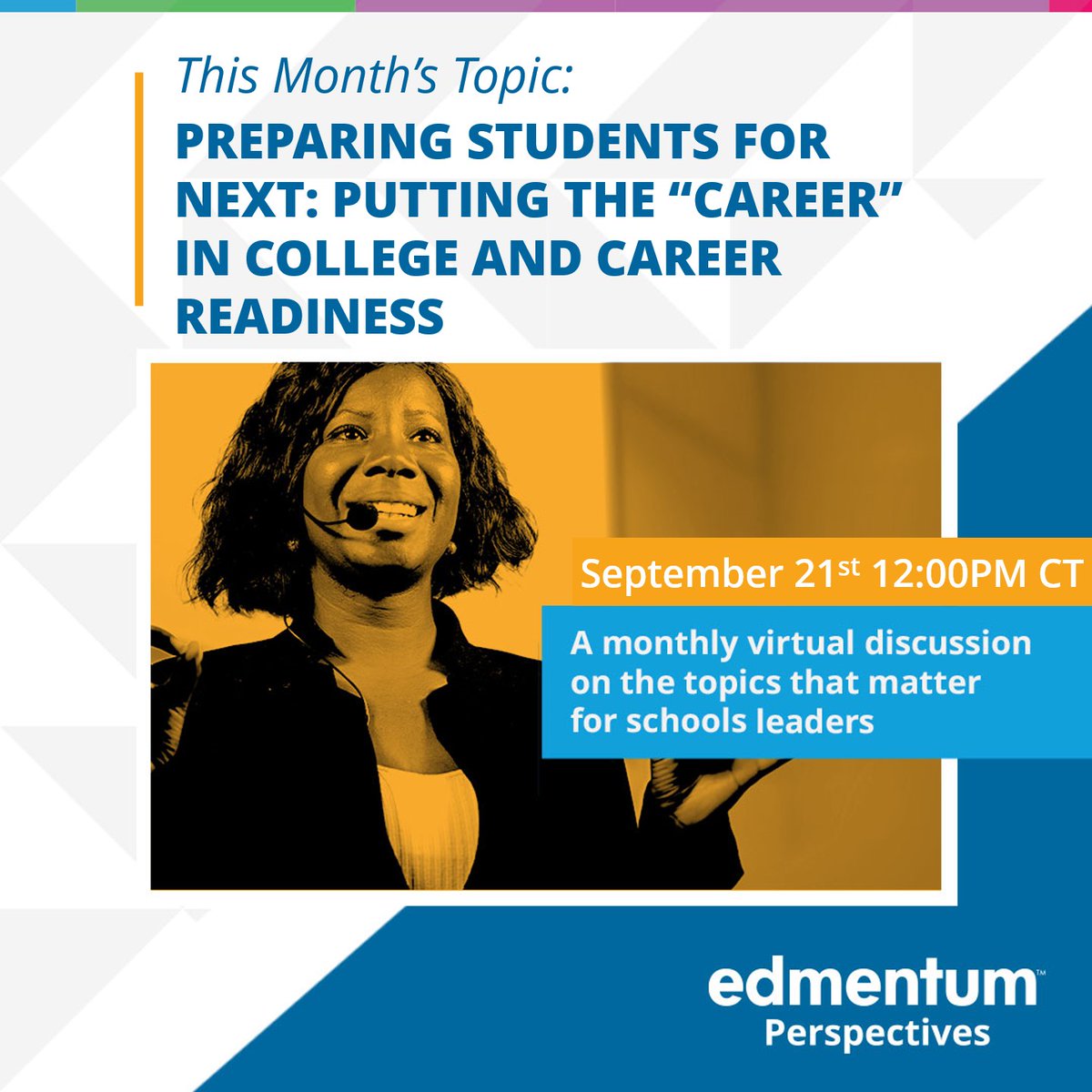 How can K-12 schools prepare students for the jobs of tomorrow? We have a few perspectives to share! Join us for our latest Perspectives virtual event series on September 21!

Register now: ow.ly/KpMx50KEGpV.  

#EdmentumPerspectives  #Edmentum #EducatorFirst