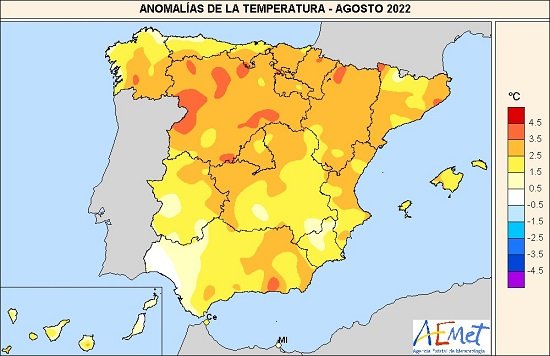 ⚠️⚠️ CONFIRMADO!! 

<a href="/AEMET_Esp/">AEMET</a> anuncia oficialmente que #verano2022 ha sido el más cálido en España desde que hay registros, superando incluso el récord de 2003.

La temperatura media ha alcanzado los 25,2 ºC, lo que supone una anomalía de +2,2 °C.

📌 Agosto no fue la excepción.