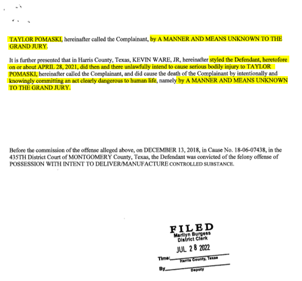 ChasingPaper89's tweet photo. The Affidavit against #KevinWare, for the murder of #TaylorPomaski, is vicious. Also, the Motion to Deny Bail. @countrygrllife 👀 https://t.co/tVqz4FIvq7