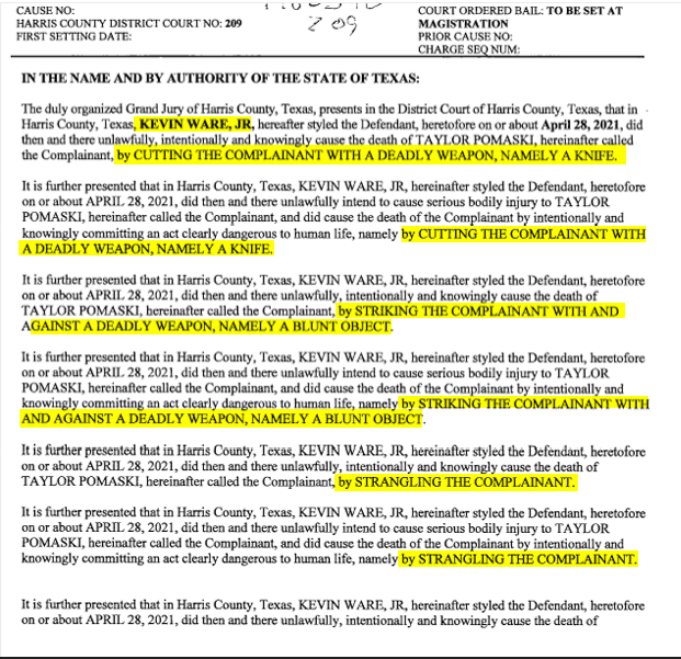 ChasingPaper89's tweet photo. The Affidavit against #KevinWare, for the murder of #TaylorPomaski, is vicious. Also, the Motion to Deny Bail. @countrygrllife 👀 https://t.co/tVqz4FIvq7
