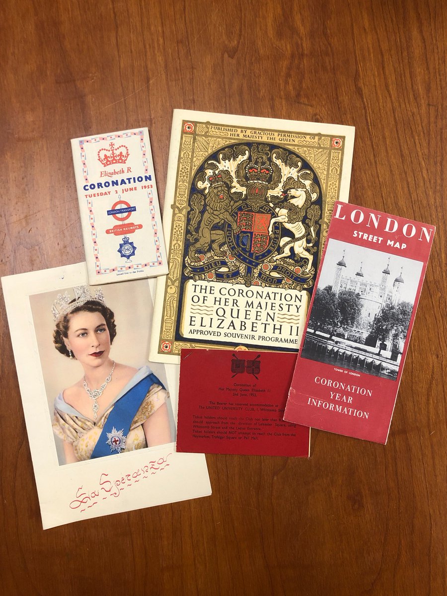 WidenerUniv's tweet photo. As we join in mourning the loss of Queen Elizabeth II, we look back on our connection to the monarch

Did u know: PMC Trustee &amp; engineer Chalmer Kirkbride (whose name graces campus bldg) attended queen's 1953 coronation

📸1: Kirkbride
📸2: Coronation souvenirs he brought home https://t.co/DMqOMFun8Q