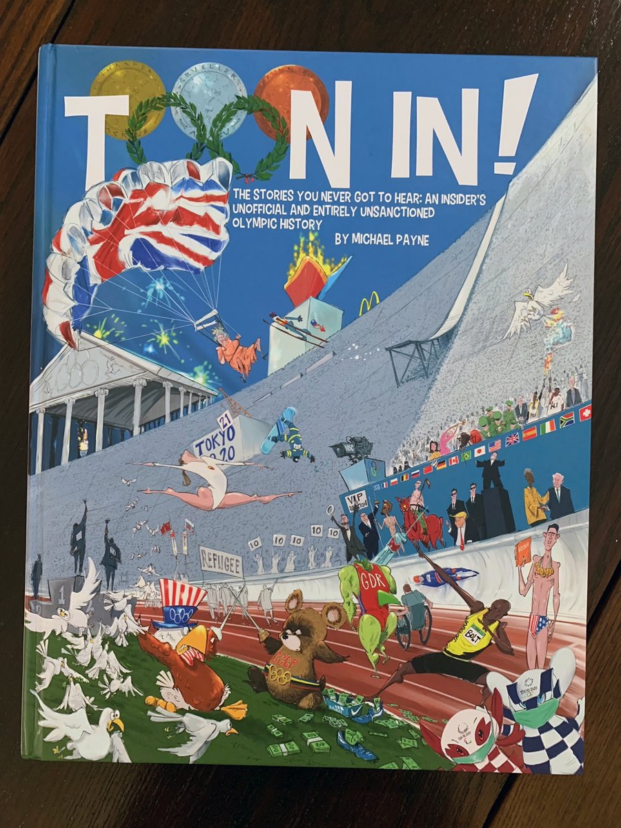 JimmySportToons's tweet photo. I was incredibly honored to illustrate the cover of 'Toon In', @MichaelRPayne1 most recent Olympic opus. The cover included #QueenElizebeth "parachuting" into the London Games.
His book holds a special place in my living room.
RIP QEII
#QueenElizabeth #QueenElizabethII https://t.co/vXpwRxv5Oo