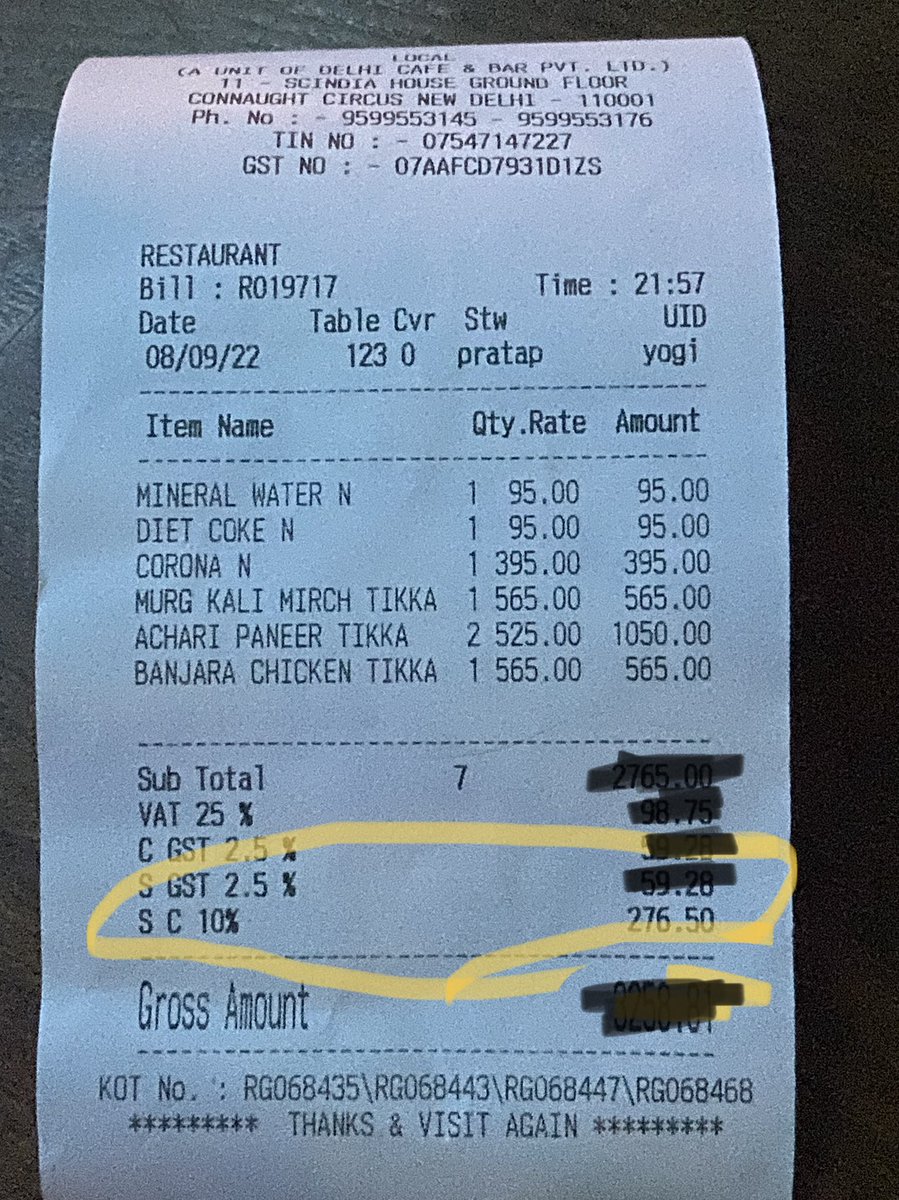 punksnotdead145's tweet photo. So this is still happening forcibly@govtofindia,illegal service charges @local Connaught place

#local#connaughtplace#newdelhi#illegal#servicecharges#mandatory#governmentofindia https://t.co/doHt8AyUqw