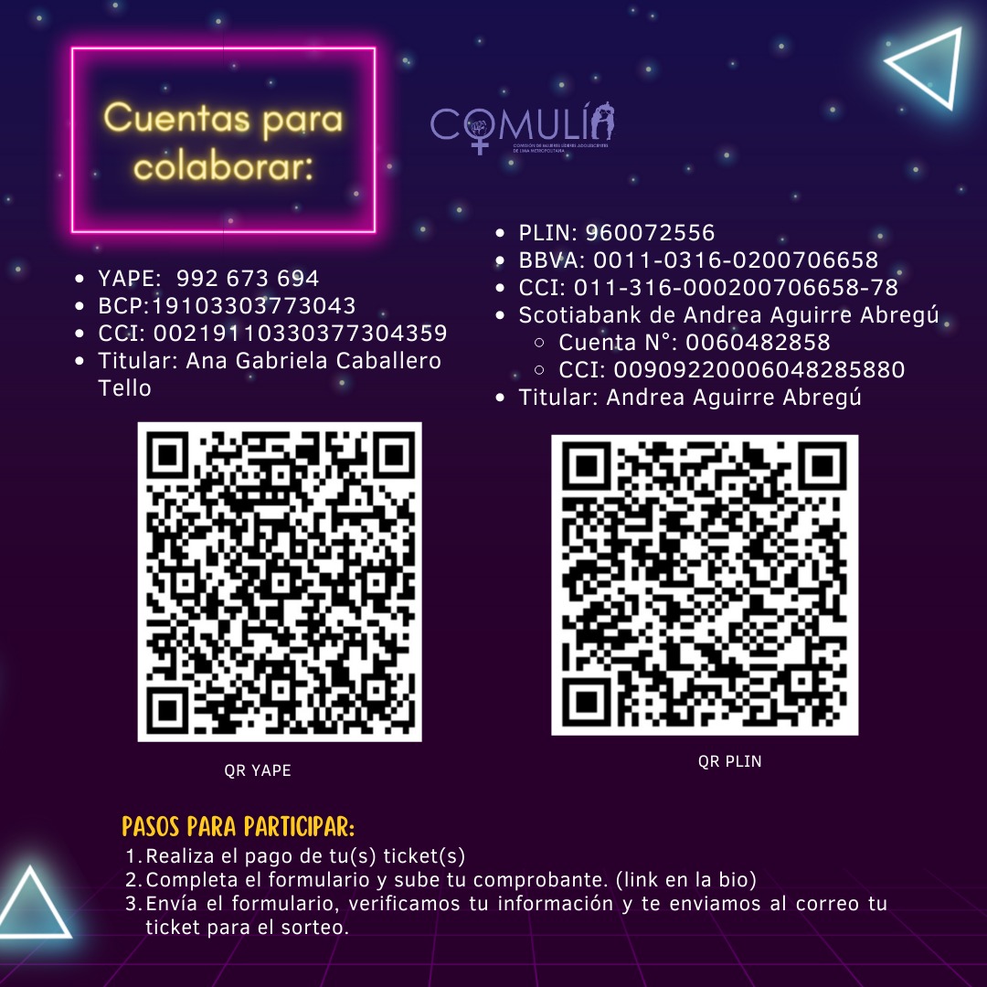 ComuliaL's tweet photo. #Rifa COMULIA 💜 lxs invitamos a participar de la compra de rifas pro fondos 🥳 para la autogestión de nuestros proyectos y actividades🤗
#Rifa #Autogestion #comulia #profondos #adolescencias https://t.co/Tc3OmuXF3G