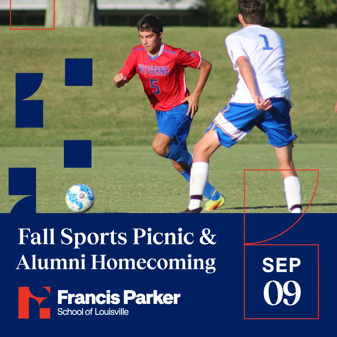 francisparkerky's tweet photo. Join us tomorrow evening for the Fall Sports Picnic &amp; Alumni Homecoming on the fields of the Goshen Campus! All Francis Parker families and alums are invited to come and support our Wyverns! Learn more at https://t.co/B3oaFfAJte. 

#francisparkerwyverns #francisparkerlouisville https://t.co/MefBprs06A