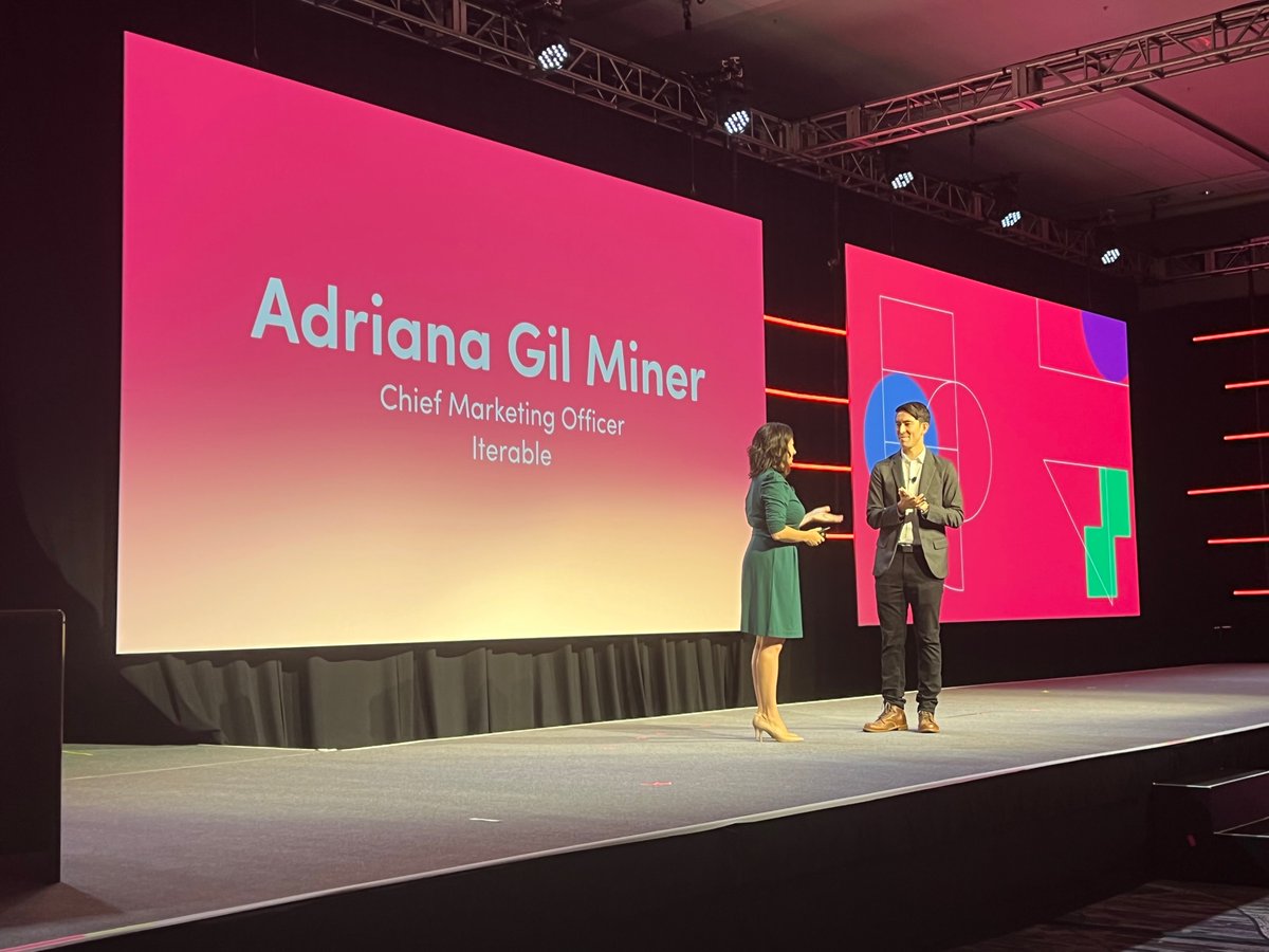 Iterable's tweet photo. Our CEO and co-founder, @andrewboni and CMO, @agilminer take the keynote stage at #Activate22 https://t.co/WGpoXii4L0