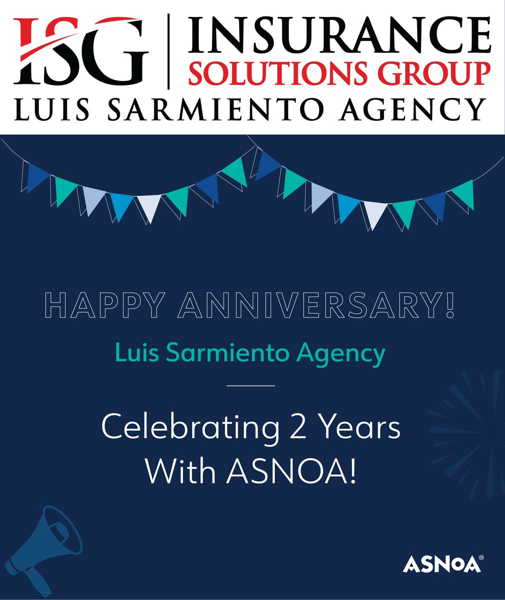 _ASNOA_'s tweet photo. We want to wish Luis Sarmiento Agency a happy 2 year anniversary with ASNOA! Congratulations on reaching this milestone, keep up the great work!
#ASNOAAnniversary https://t.co/0InSqVBATc