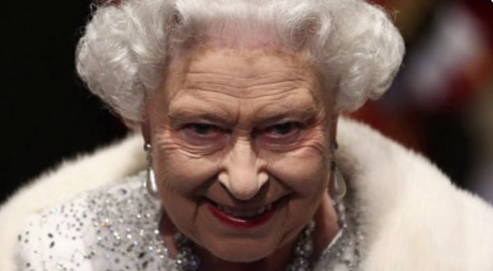 fakenewsnwork's tweet photo. BREAKING NEWS: After receiving millions of "thoughts and prayers" the queen has grown too powerful and is now terrorizing downtown London. She is currently nesting on top of Big Ben as she awaits the blood moon to feast again https://t.co/7Af3n3C4Nq