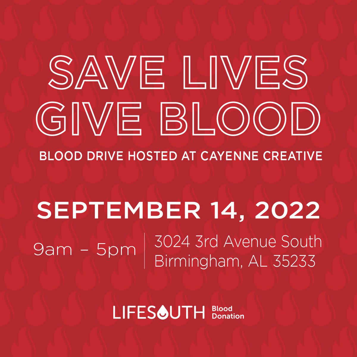 CayenneCreative's tweet image. Sharing is caring. 🩸

The national shortage is ongoing, so we’re hosting a blood drive with @LifeSouth to help meet the need for blood donations in our community.

Schedule your appointment to give blood and save lives: bit.ly/3exDbDN