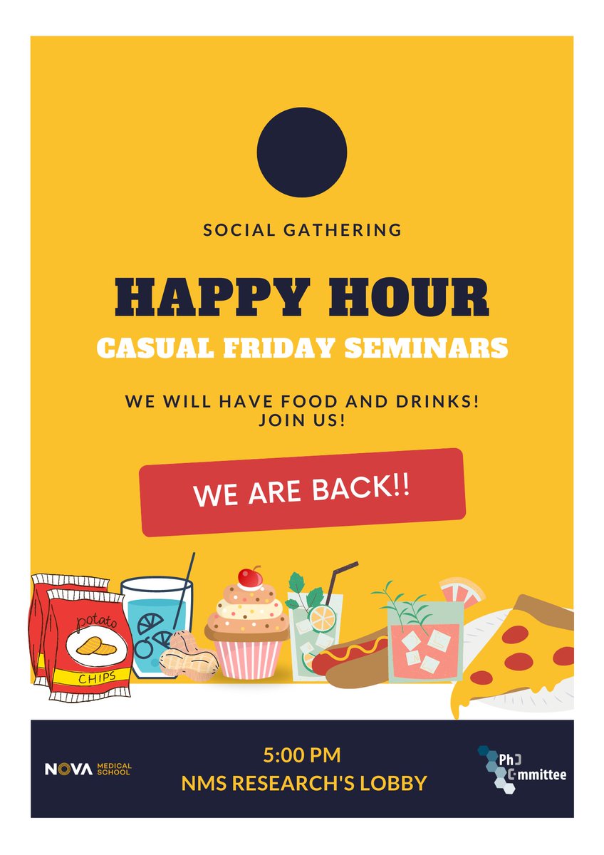 phd_committee's tweet photo. Hey everyone! How did the summer vacation go? 😎
The PhD students committee is pleased to announce that the happy hour gatherings after the casual friday seminars are back!
Don't miss it! We hope to see you there!
#phdcommittee #happyhour https://t.co/ZS8u9swKPo