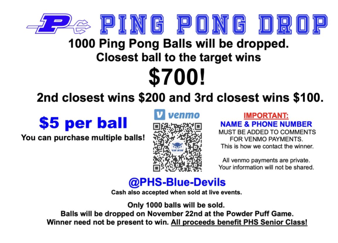 PHSClassof2023's tweet photo. 🚨🚨Chance to win $700! 🚨🚨
Who will purchase the first ball?! 

All proceeds of this fundraiser go to the PHS SENIOR CLASS! We will be selling all fall! https://t.co/jrT5fn4Gsk