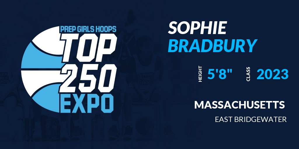 PGHNewEngland's tweet photo. Welcome Class of 2023 Sophie Bradbury (@bradburysoph) of East Bridgewater HS to the @PGHNewEngland Top 250 Expo @ Mass Premier Courts. 

🔥🏀 #PGHTop250Expo 🏀🔥

More Info! 👇  
https://t.co/lKdyCE5t2k https://t.co/sPsO7nPOc5