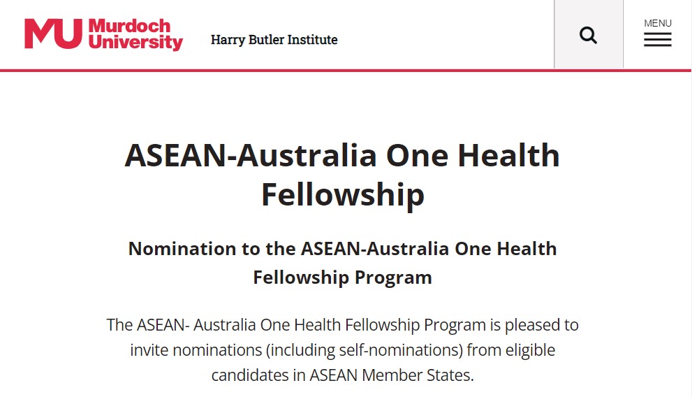 #OneHealth #Fellowship for #ASEAN member state officials in epidemiology, public/ animal/ environment/ wildlife health, health economics &amp; biosecurity. 
🌏👩‍⚕️👨‍🔬👩‍🎓🌏
Non-residential, 2.5yr of online training, mentorship &amp; hands-on research ⏰Closes 30 Sept.  indopacifichealthsecurity.dfat.gov.au/asean-australi…