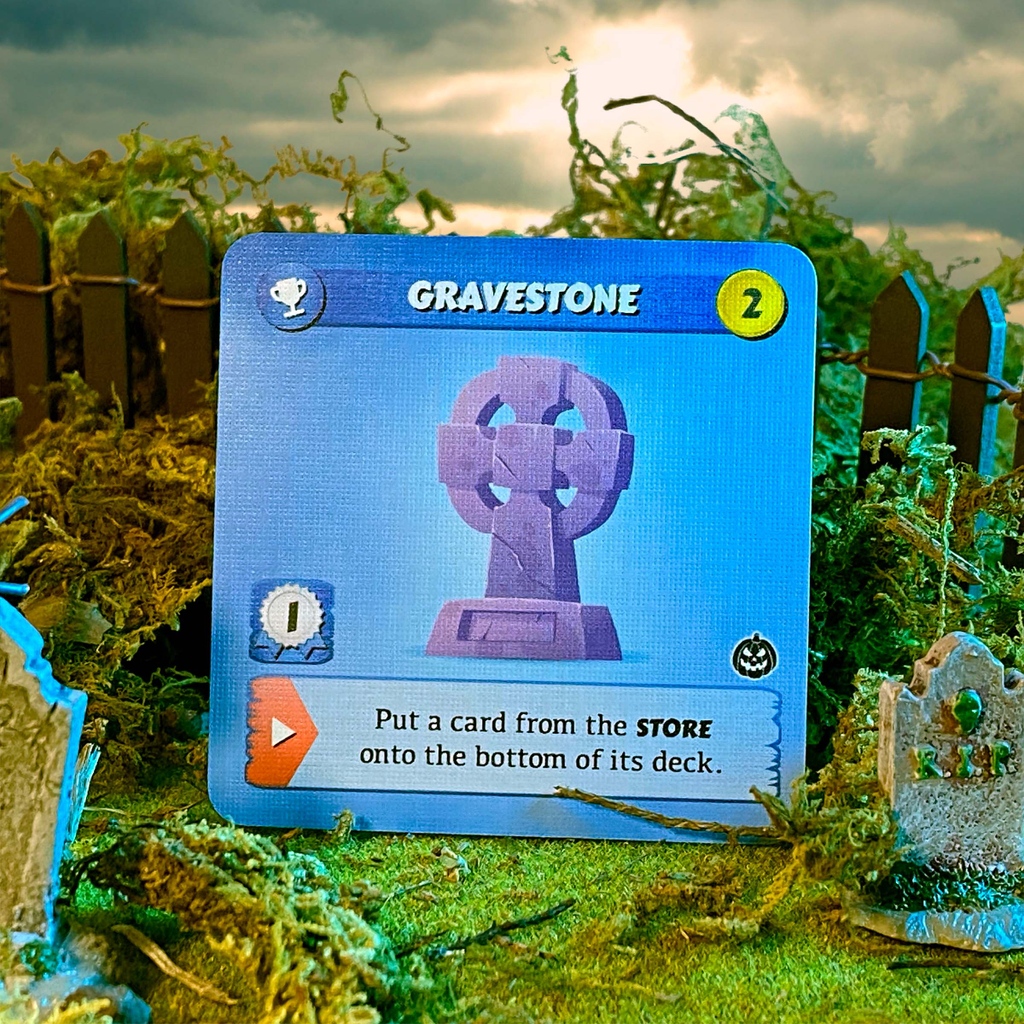 GadaboutGames's tweet photo. Bury a problem card deep beneath the Store Deck (and possibly dig up a Trick-or-Treater in the process!) with this unassuming marker.

#turfwargame #boardgames #newgames #bgg #kickstartergames https://t.co/TdB0Xlc7li