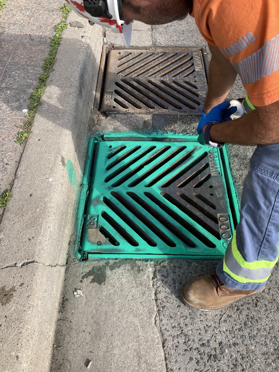 Walking downtown in <a href="/cityoftoronto/">City of Toronto 🇨🇦</a> and see green paint on or by a storm drain? That means there’s an <a href="/enviropod_group/">ENVIROPOD</a> LittaTrap inside #TrappingTrash!! These traps divert litter from storm water runoff before it enters #LakeOntario. <a href="/TRCA_HQ/">Toronto and Region Conservation Authority</a>