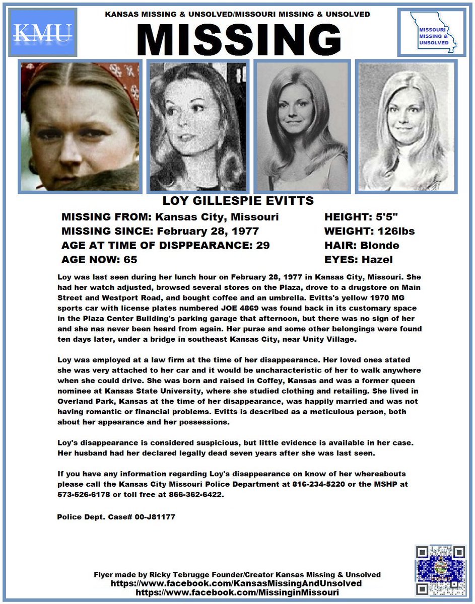 KansasMissing's tweet photo. #UPDATE #missingperson #missing PLEASE SHARE/PRINT/POST!!! LOY GILLESPIE EVITTS (KANSAS CITY, MISSOURI)!!! AGE UPDATED!!! #MissouriMissing #MissinginMissouri https://t.co/hXK5QKErd3