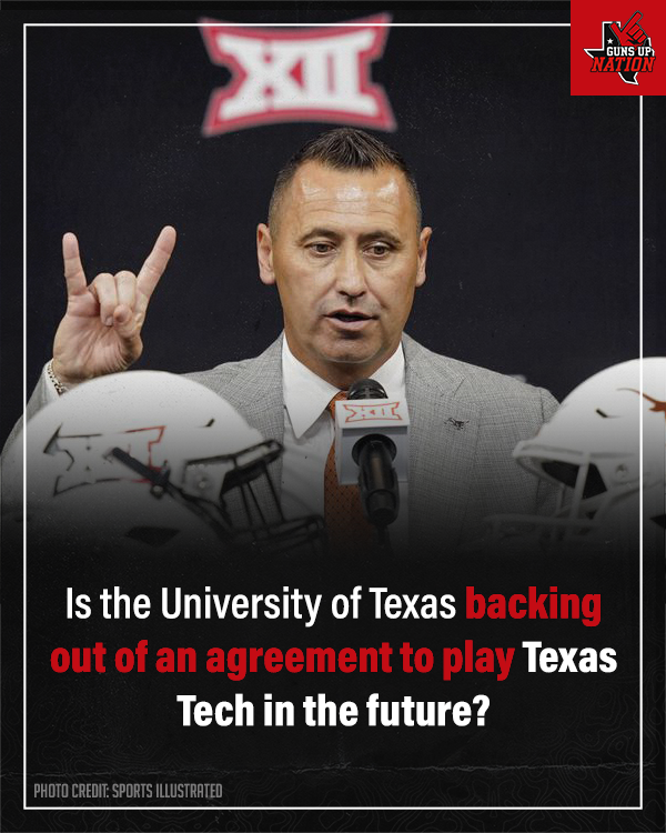 gunsupnation's tweet photo. The University of Texas is potentially backing out of an agreement to play Texas Tech after they move to the SEC, according to an article by @AJ_DonWilliams of @lubbockonline.➡️https://t.co/LmyOGgXzIb https://t.co/1PHe9CqGTM