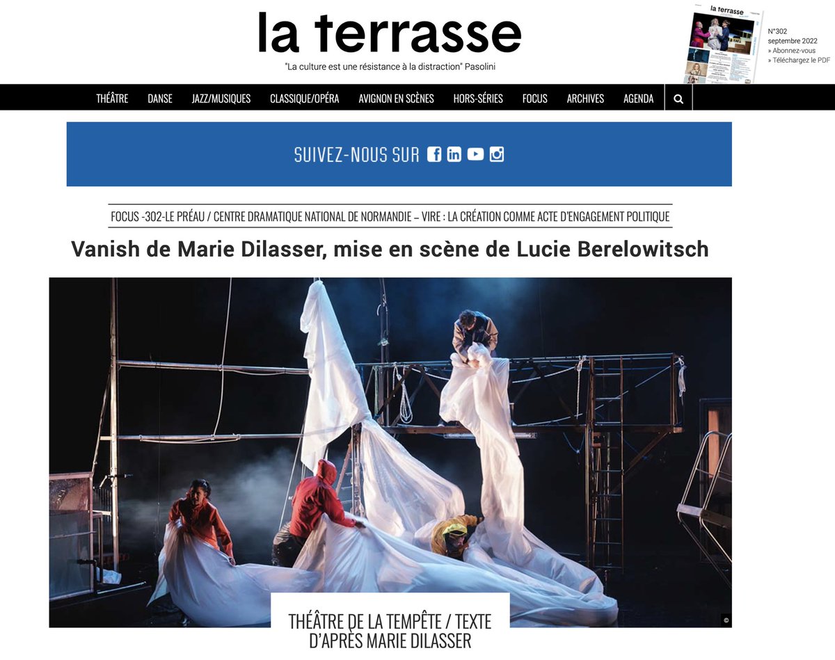 📰 LA PRESSE EN PARLE
VANISH dans <a href="/news_laterrasse/">Journal La Terrasse</a> : une « aventure faite de fantasmes, de désirs d’ailleurs, d’hallucinations. En célébrant la beauté et la violence de la mer, Vanish sonde les voies houleuses de la solitude et de l’appel du large. »
journal-laterrasse.fr/focus/vanish-d…