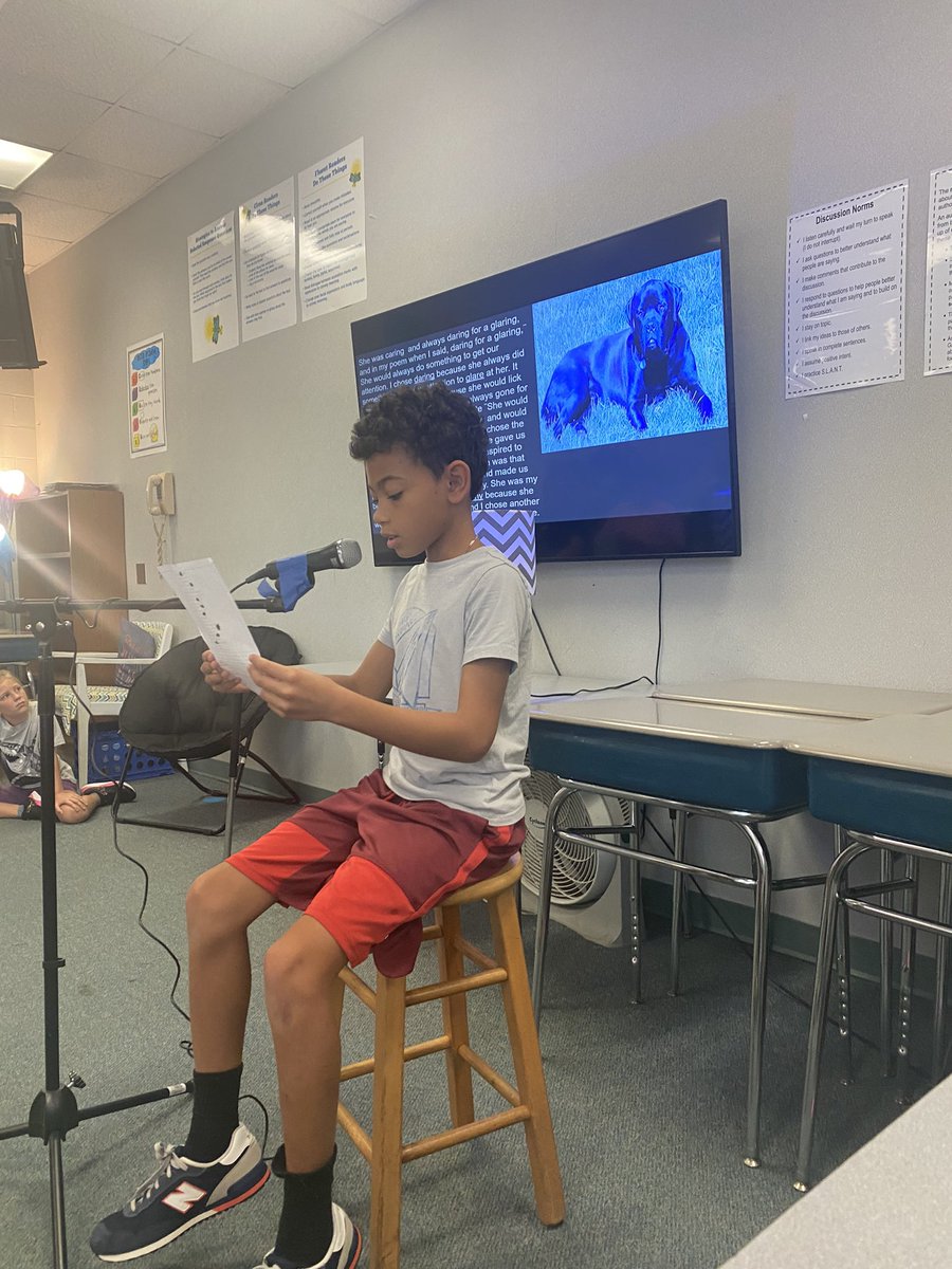 mcqueen4th's tweet photo. My students have been working hard to learn and write about poetry this quarter! Today they shared their poems in front of peers and parents and they did GREAT! @BESFirefly https://t.co/0aV8uzbosQ