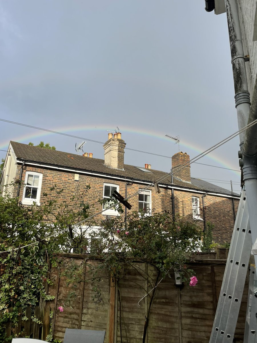 I know one can be given to emotion at such times, but the light looked lovely outside and I stepped out the back into the rain and saw this. My instant thought on seeing the rainbow was, ‘That’s for you, Queen’. 👑 🙏