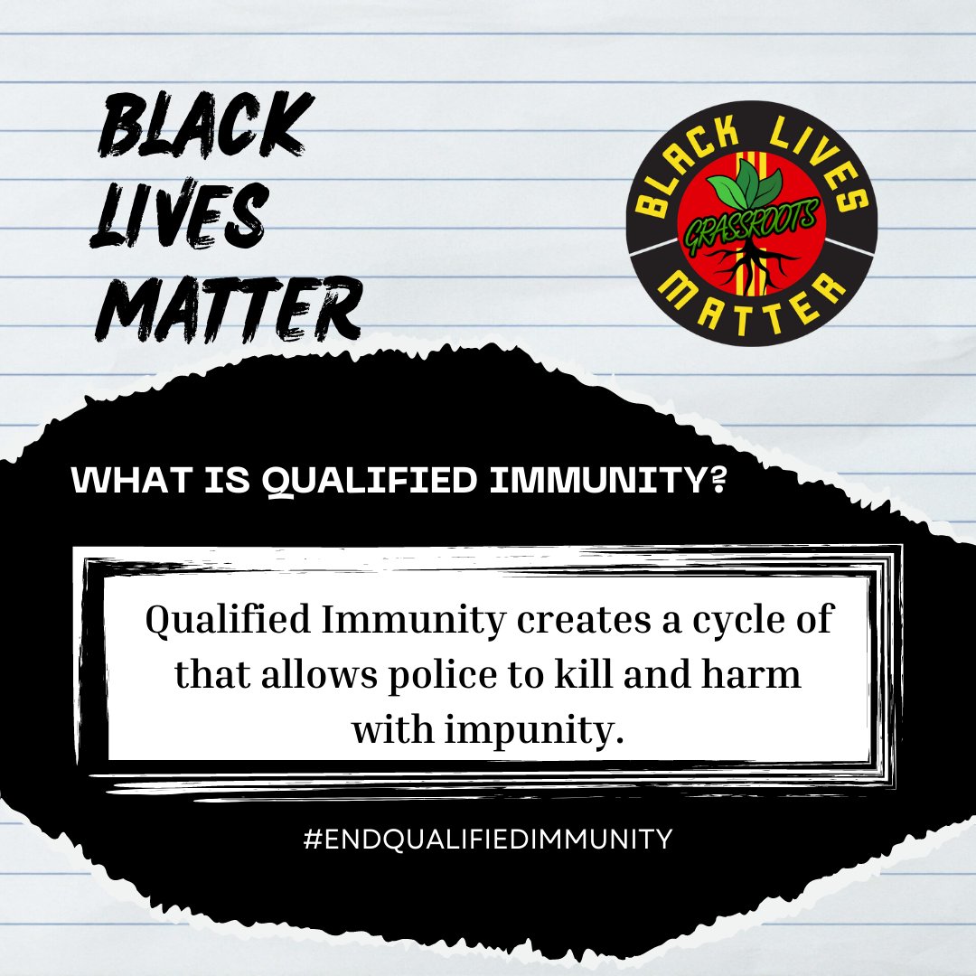 mamietaughtme's tweet photo. Qualified immunity is judicially created &amp; refers to legal/court decisions that protect cops who violate someone’s constitutional rights. In the name of #AndrewJosephIII, we must #EndQualifiedImmunity. Follow @blmgrassroots and @GrassrootsBlack to learn more #BlackLivesMatter https://t.co/amukPuFgUU