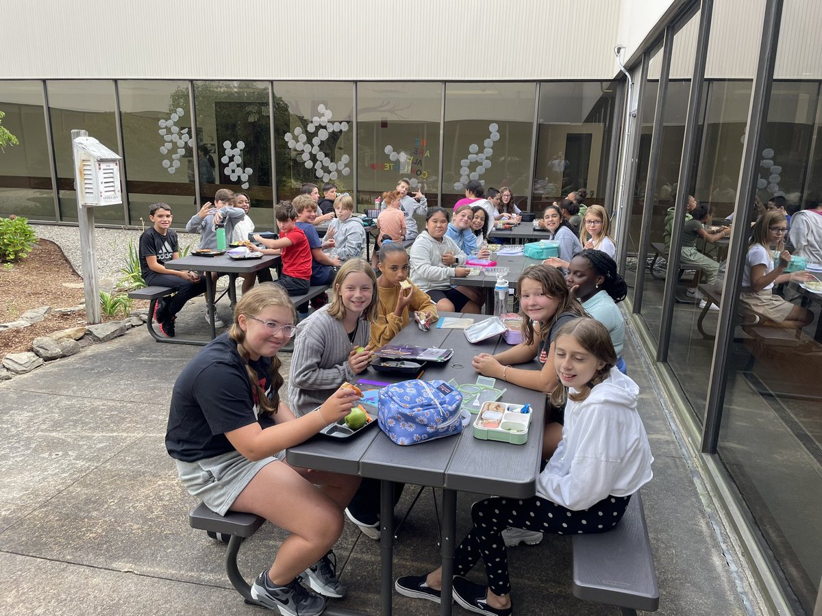 Enjoying a little lunch outside today at PCIS! <a href="/PlymouthSch/">Plymouth Public Schools</a>