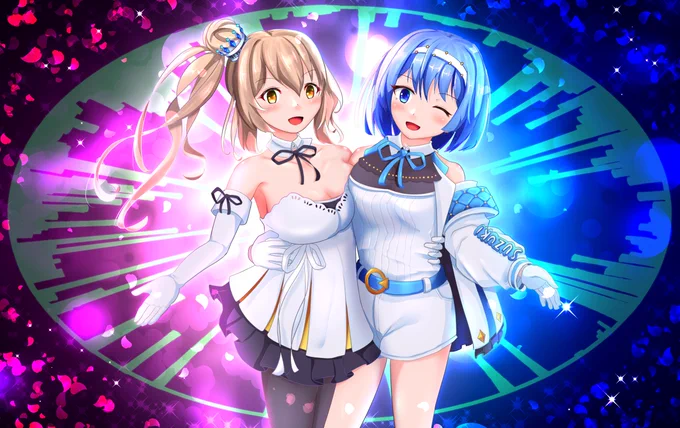 依頼絵完成!すずきつづみちゃんのCeVIO AIが本日発売されました。ということで、ささらちゃん&つづみちゃんの二人組だ!!!#さとうささら #すずきつづみ 