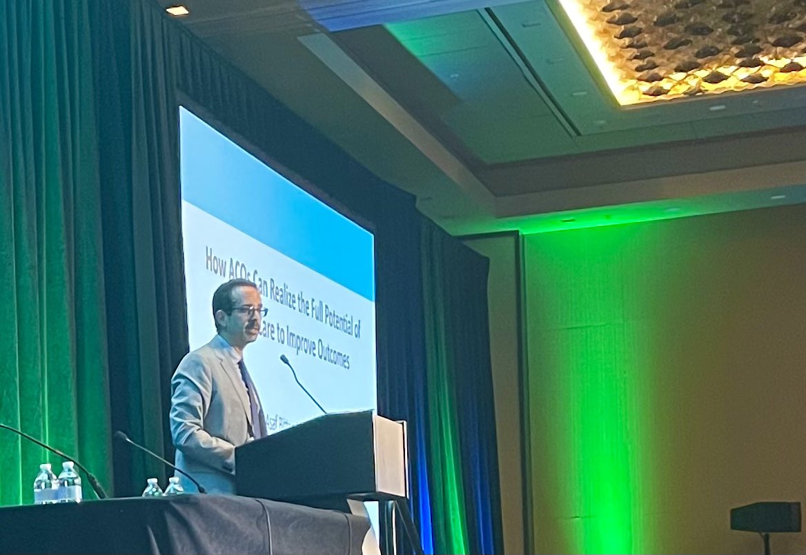 NAACOSnews's tweet photo. “You need a neighborhood to take care of a neighborhood,” @Asaf_Bitton shared today at #NAACOSfall2022 on the importance of team-based primary care for ACO success. #heard@naacos https://t.co/WsOgr4UWin
