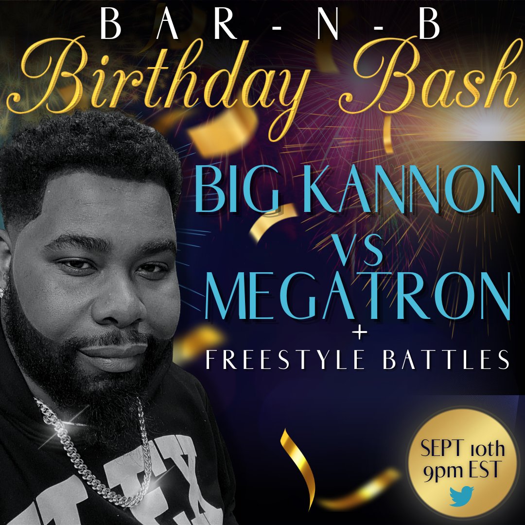 jetpackgina's tweet photo. #BARnB is BACKKKKโผ๏ธ THIS Saturday Sept. 10th we will be celebrating @BigKannon BIRTHDAY ๐โผ๏ธ Come listen and/or participate in some improv fun๐๐
@KitchenQleen @mario76136277 @dahustlegirl @hussle_716 @Loso_Boogie @QueenieB111 @duhboss82 @MaxMarley007 https://t.co/CiFlOeeigv